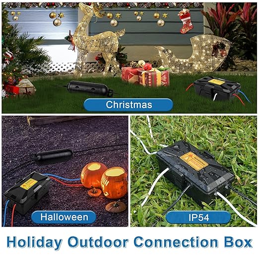 NineLeaf [2 Pack] Outdoor Electrical Box Waterproof, Medium Weatherproof Electrical Box (10.3x5.9x3.7 inch), Extension Cord Cover for Power Strip, Timer, Plug, Holiday Light, Black