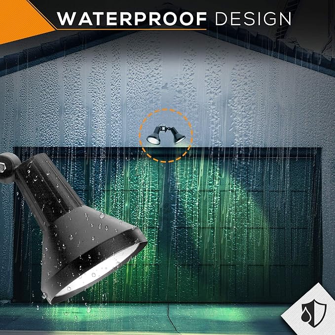 Ciata 15" Outdoor Security Flood Light 2 Head with Heavy Duty Cast Aluminum Body 150W PAR38 Weather Proof Dark Bronze Finish