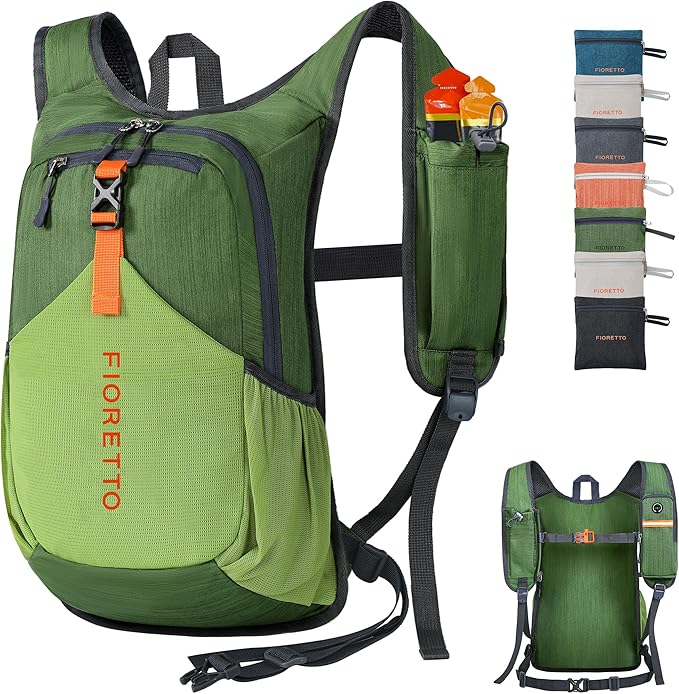 FIORETTO 20L Hiking Backpack for Women Men Mini Packable Backpack Lightweight Small Daypack for Camping Travel Outdoor, Green