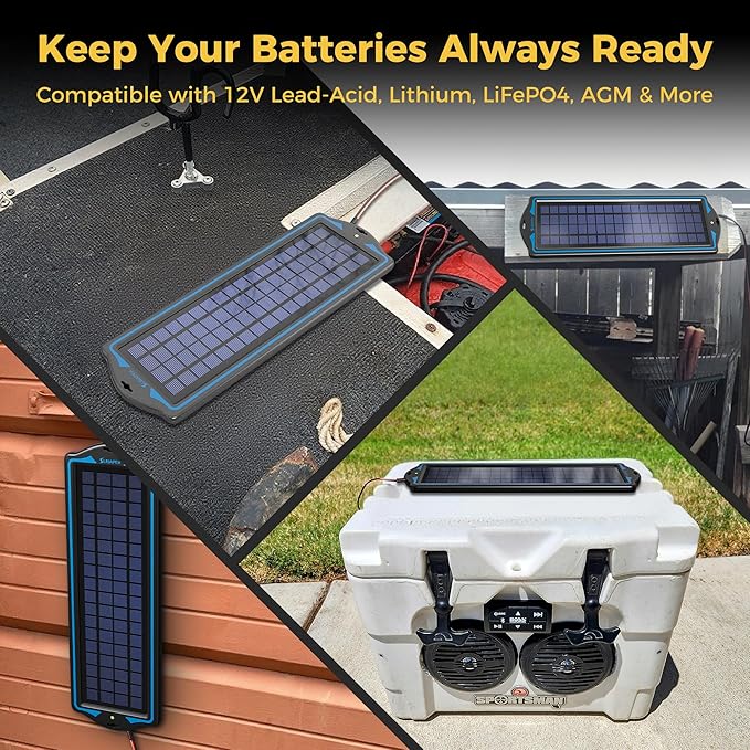 SUNAPEX 12V Solar Battery Charge: 5W Waterproof Portable Solar Panel Kit - Battery Maintainer Trickle Charger - with Upgrade Built in Charge Controller for Car Boat RV Trailer Automotive Motorcycle