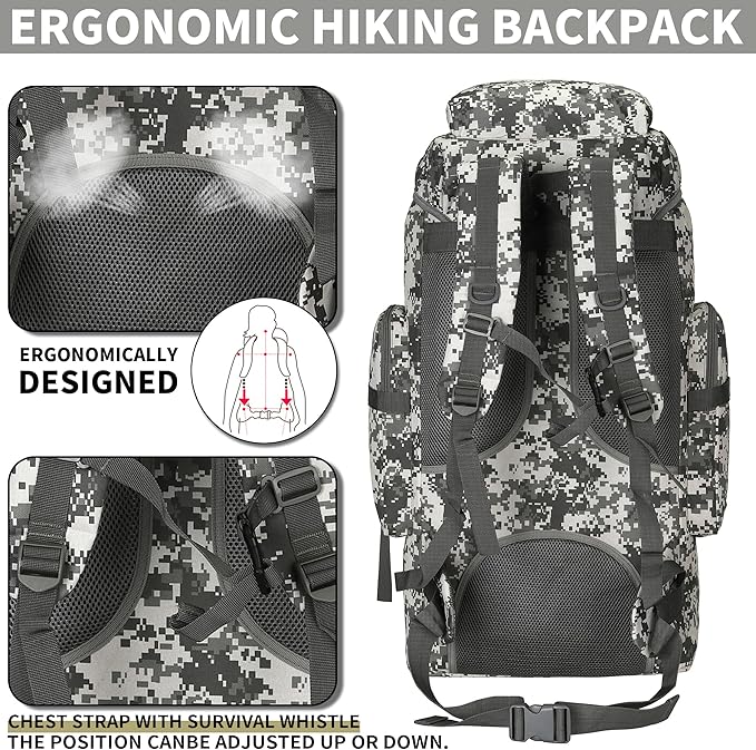 Hiking Backpack for Men 70L/100L Camping Backpack Military Rucksack Molle 3 Days Assault Pack for Climbing | Camping Backpack, 3 Days Assault Pack, for Climbing