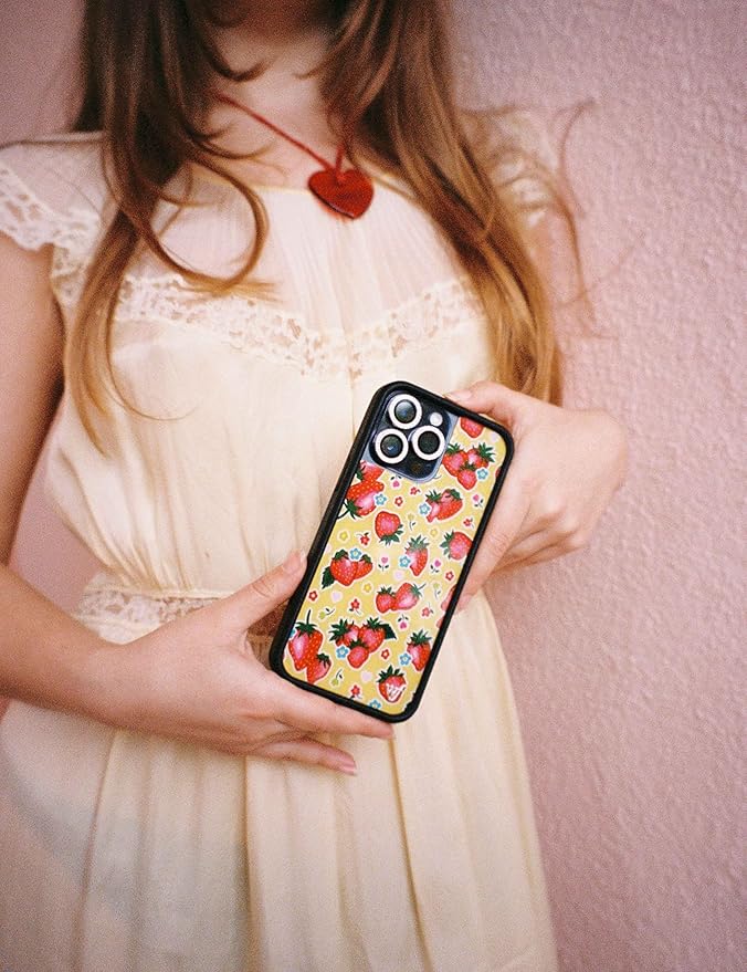 Wildflower Cases - Compatible with iPhone 13 Pro | Red, Strawberry, Yellow, Trendy, Fruit - Protective Black Bumper, 6.5ft Drop Test Certified, Women Owned Small Business | Sweet Berries