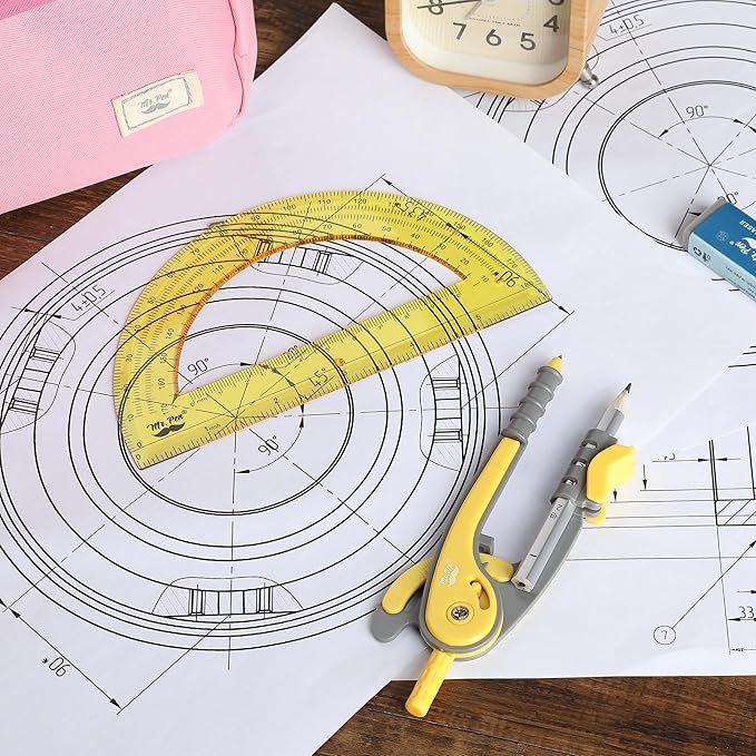 Mr. Pen- Geometry Compass and Protractor Set, 6 Inch Compass, 6 Inch Protractor, Drawing Tool for School, Clear Plastic, Easy Grip, Precision Design for Math, Art, Drafting, Architecture