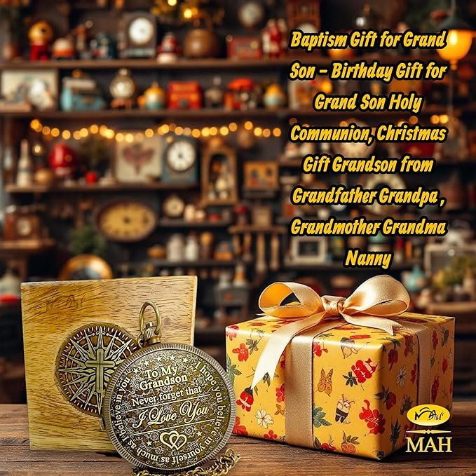 Brass Compass Gift to My Son Never Forget I Love You, Sentimental Keepsake from Mom Dad Grandparents, Inspirational Guidance Compass Gift for Son Graduation Birthday Baptism Confirmation Gift Idea