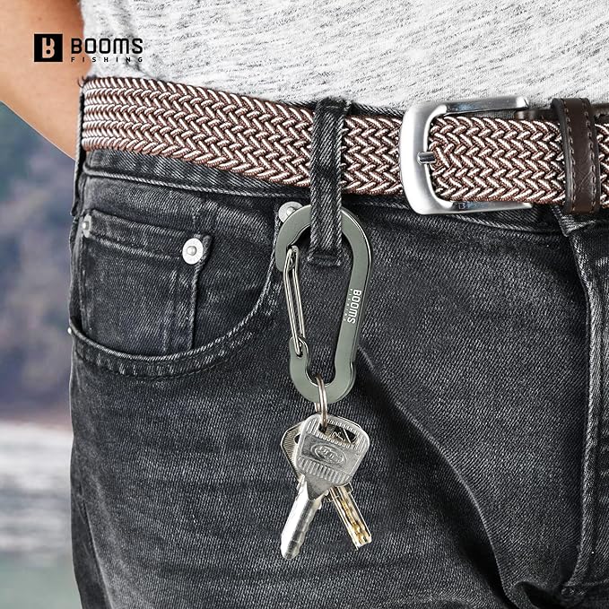 Booms Fishing CC5 Multi-Use Carabiner Clips, 10 Pack 2.3"/ 3.1" Caribeener Clips, Mini Keychain Caribeaner Clip, Aluminum D Ring Carabiners