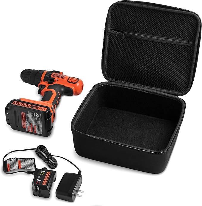 caseling Hard EVA Tool Organizer – 8.67" x 7.8" x 3.5" Protective Travel Case for Black+Decker Drill & Electronics, Black