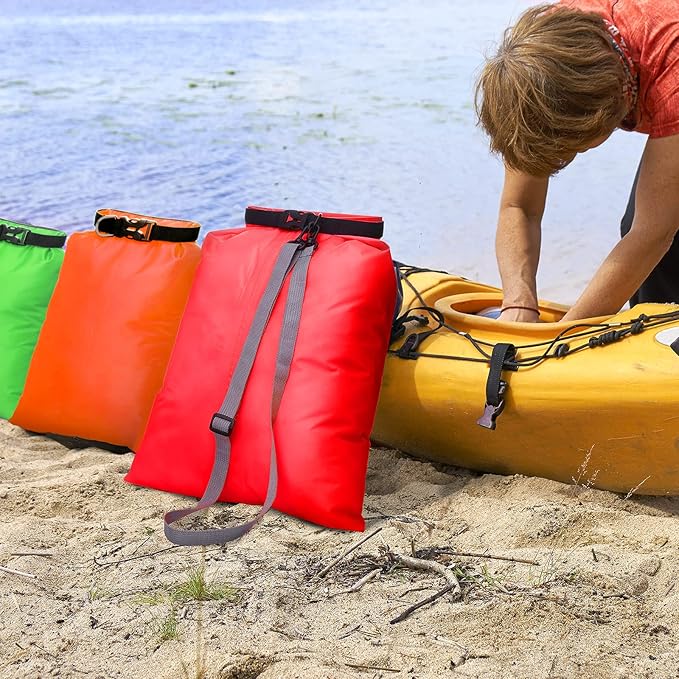 Shappy 6/12 Pcs Waterproof Dry Bags, Lightweight Outdoor Waterproof Dry Stuff Sacks 15/8/5/4/3/2 L and Long Adjustable Shoulder Strap for Kayaking Rafting Boating Hiking Camping