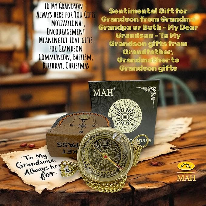 Brass Compass Gift to My Son Never Forget I Love You, Sentimental Keepsake from Mom Dad Grandparents, Inspirational Guidance Compass Gift for Son Graduation Birthday Baptism Confirmation Gift Idea
