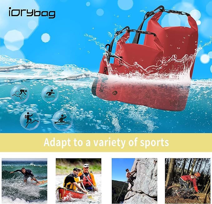 IDRYBAG Dry Bag for Kayaking Waterproof 2L/5L/10L/15L/20L, Small Dry Sack Waterproof Bag for Boating