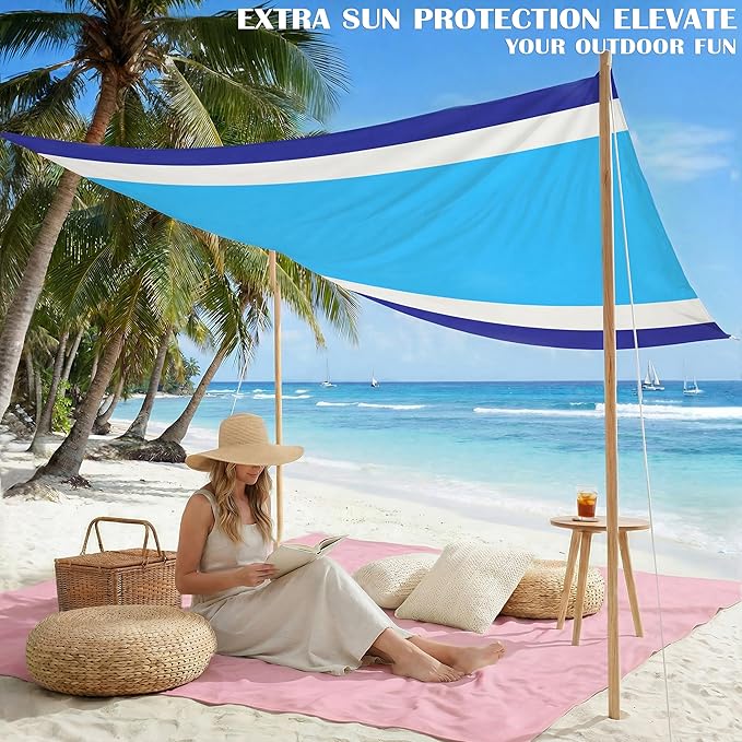 Famstar Beach Blanket Oversized Extra Large 78" X 81",Waterproof Sandproof Beach Blanket 1-7 Adults Lightweight Durable for Travel Camping Hiking Picnic