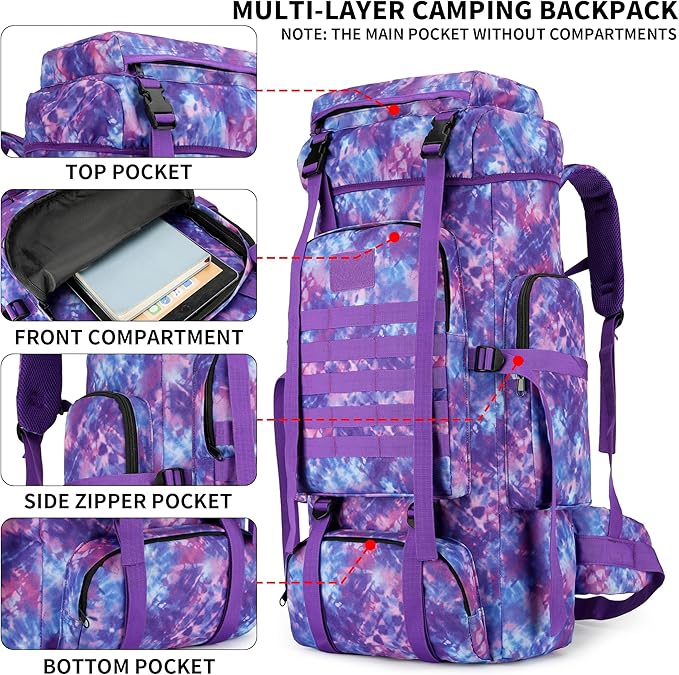 Hiking Backpack for Men 70L/100L Camping Backpack Military Rucksack Molle 3 Days Assault Pack for Climbing | Camping Backpack, 3 Days Assault Pack, for Climbing
