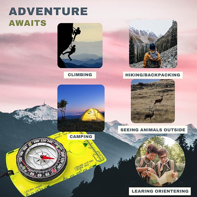 Trekker's Compass Crew Orienteering Compass, Pack of 2, Magnetic Navigation Set for Hiking, Camping, Backpacking, Scout Activities