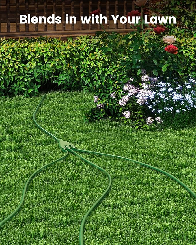 SURAIELEC Outdoor Extension Cord with Multiple Outlets,1-3 Multi Plug Splitter, (8+8+8+8) 32FT Total, 16FT End to End, 16/3C SJTW, for Landscape, Christmas Lights, Halloween Decorations, Green