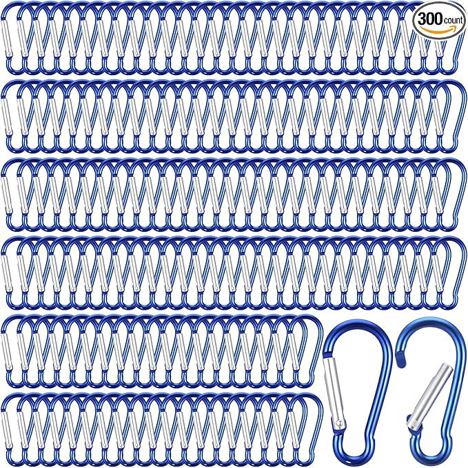 Yaocom 300 Pcs 2" Carabiner Bulk Small Carabiner Clip for Keys Spring Snap Hooks Aluminum Alloy Keychain Clip for Hanging Camping Backpacking Hiking Traveling Fishing Outdoor