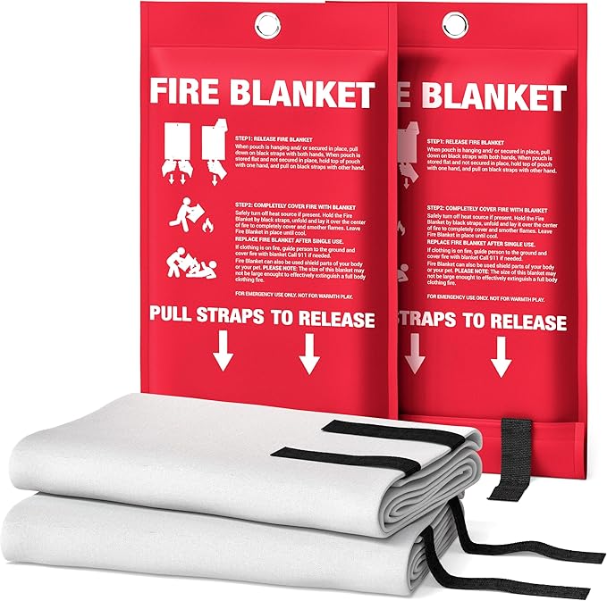 National Park Foundation Partner Emergency Fire Blanket, 40”x40” UM9 Fiberglass Fire Blanket for Outdoor, Home and Kitchen Fires, Camping Gear, Emergency Safety Protection, Designed in The USA (2Pk)
