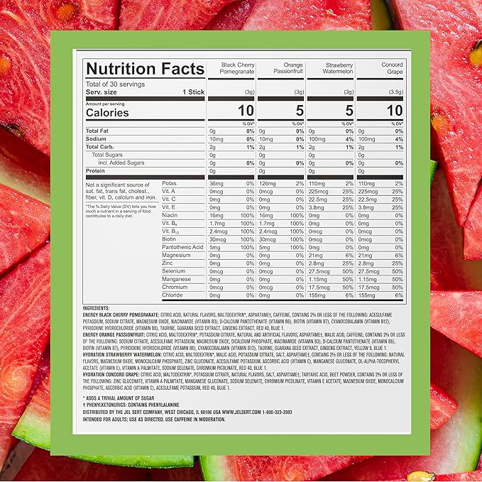 PURE KICK Energy and Hydrate Singles To Go Drink Mix Variety Pack, Black cherry Pomegranate, Orange Passion Fruit, Strawberry watermelon and Concord Grape, 30 Count (Pack - 1)