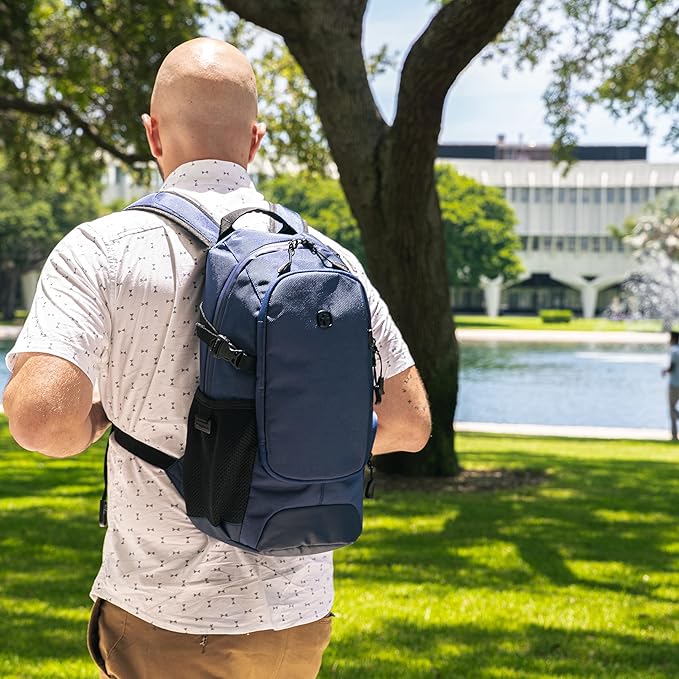 SwissGear 3598 Backpack, Narrow Daypack, Ideal for Commuting and School, Navy Ballistic