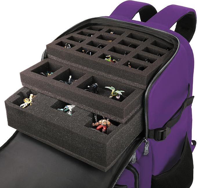 ENHANCE Collector's Edition DnD Backpack - RPG DM Bag for Dungeons and Dragons - DnD Bag fits 6-8 Books, 18" Laptop/DM Screen Slot, Miniature Foam Trays, Accessory Pockets, Map Strap (Dragon Purple)