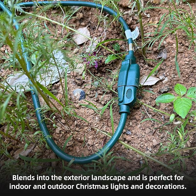 YOJOE Indoor Outdoor Extension Cord, 3 Prong 13A Weatherproof Power Cord, 16 Gauge Heavy Duty 8 ft Green Extension Cord for Garage, Garden and Home, 16/3 SJTW UL Listed