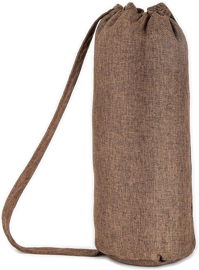 Nickel Bags Padded Drawstring Duffle Tube, Hemp Protective Sling Bag with Soft Velour Interior, Breakable-Safe Storage for Glass & Gear, Durable Zipper & Strap (18 Inch, Brown)