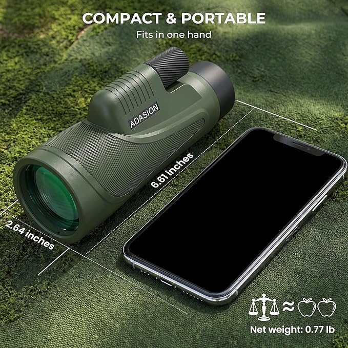 12x56 HD Monocular Telescope High Powered for Adults with Smartphone Adapter, High Powered Monocular Scope with Clear Low Light Vision for Star Watching, Bird Watching, Hiking, Concert
