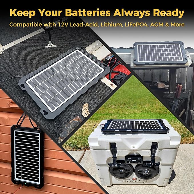 SUNAPEX 12V Solar Battery Charge: 10W Waterproof Portable Solar Panel Kit - Battery Maintainer Trickle Charger - with Upgrade Built in Charge Controller for Car Boat RV Trailer Automotive Motorcycle