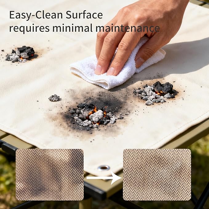 Fireproof Blanket,Made of Fiberglass with Bound Edges and Metal Perforations, can be Laid Flat or Hung up, Suitable for Camping, Home fire Protection,BBQ Grill mats (Khaki 23.75" x 31.5")