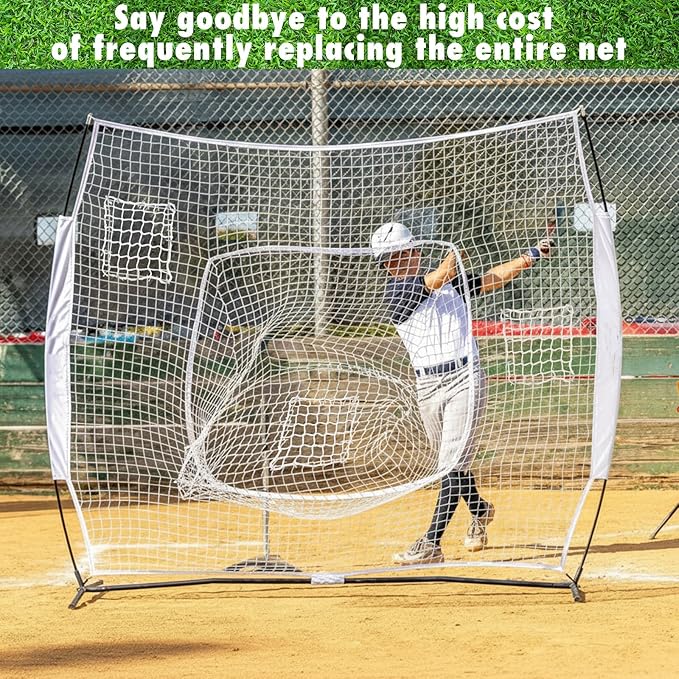 6 Pcs Universal Net Repair Kits with 100 Pcs Zip Ties Golf Goal Nylon Netting Hole Replacement Patch for Baseball Batting Cages Hockey Football