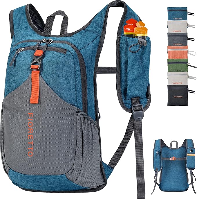 FIORETTO 15L Hiking Backpack for Women Men Mini Packable Backpack Lightweight Small Daypack for Camping Travel Outdoor, Turquoise