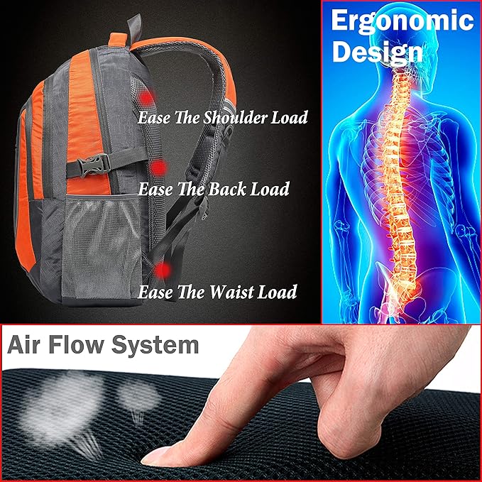 ProEtrade Extra Large Backpack Bookbag for College Travel Laptop Business Hiking Backpack Fit Laptop Up to 17 Inch Sturdy Multi Compartment Gifts for Men Women Night Light Reflective (Light Orange)