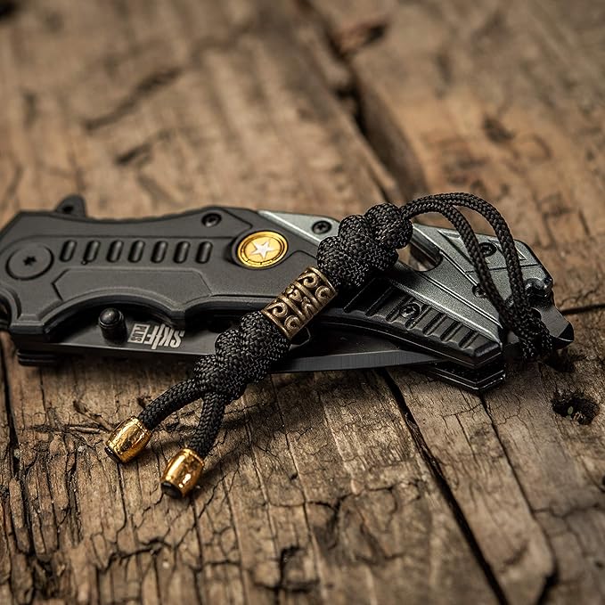 M-Tac Skull Knife Lanyard with Bead – Paracord Lanyard for Knives & EDC – Tactical Knife Fob Pull Cord – Durable Paracord