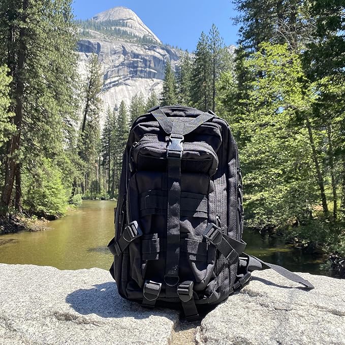 30L Black Tactical Backpack - MOLLE Military Bug Out Bag, Small Survival Rucksack & EDC Daypack for Hunting, Hiking, Camping, Travel - Outdoor Gear for Men & Women
