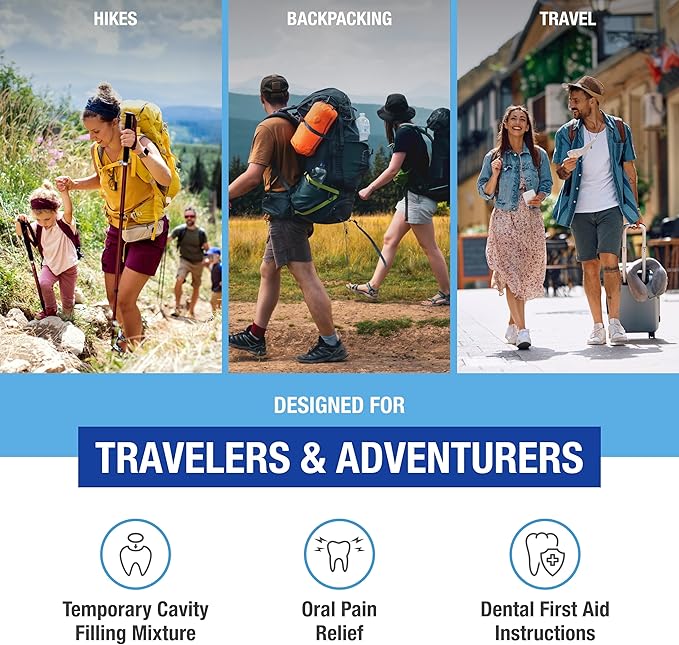 Adventure Medical Kits Dental Medic Kit - Travel Dental Kit for Emergency Tooth Care - Includes Orasol Gel, Tural Tea, Temporary Cavity Filling & More