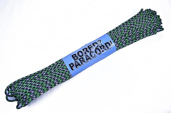 BORED? PARACORD! 550 lb Paracord – Ideal for Crafting, DIY Projects, Camping, Military & Active Outdoors – 300+ Colors – Tactical Parachute Cord Type III – Strong - Neon Green Ninja 50 Feet