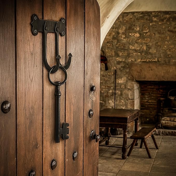 Mystic Colonial Rustic Cast Iron Wall Hanger – Heavy Duty Retro Utility Hooks, Multi-Purpose Wall Mount Hanger for Hanging Coats, Bags, Towels, Robes, Hats & More, Black