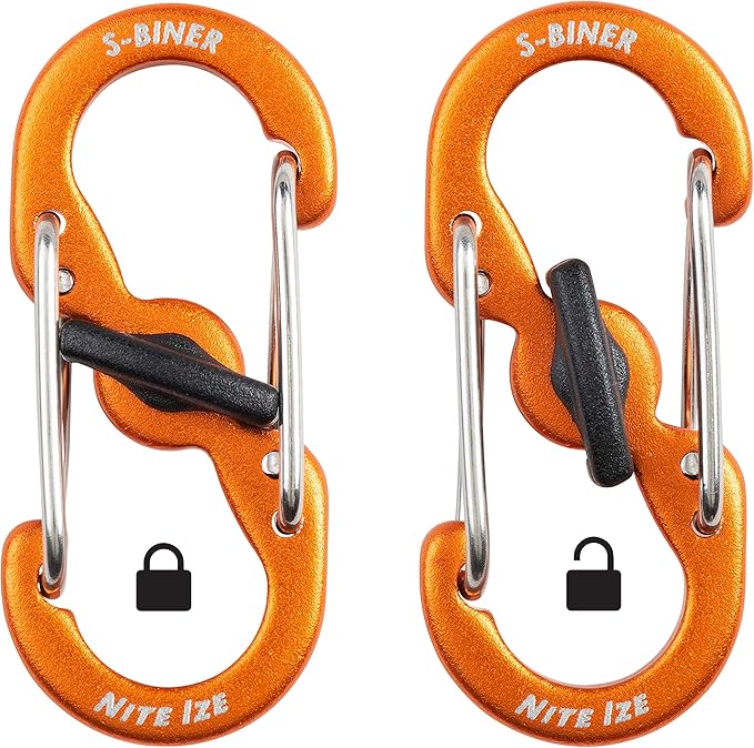 Nite Ize S-Biner MicroLock Aluminum, Locking Keychain Carabiner, 5 Pack, Assorted Colors