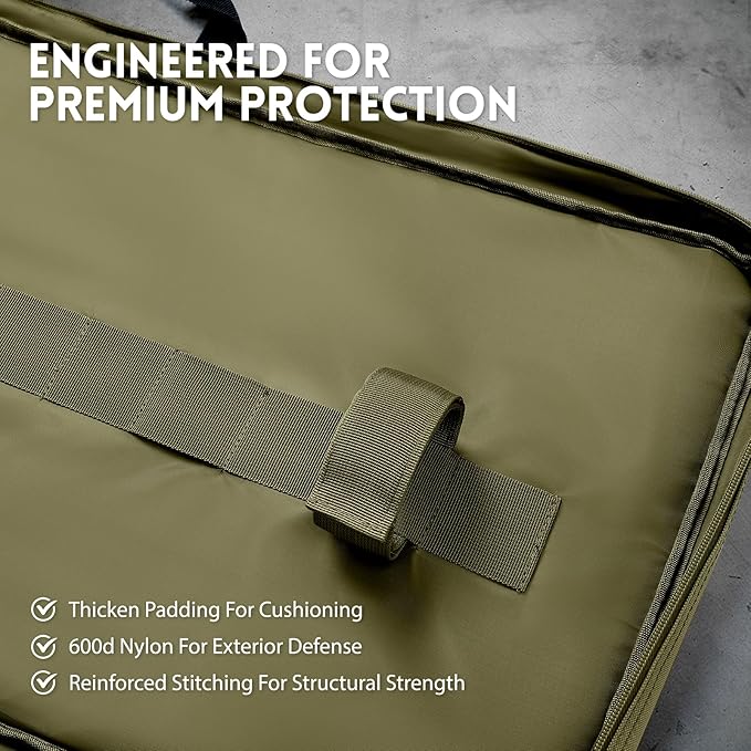 Single Rifle Case Bag, Tactical Padded Soft Gun Case w/MOLLE System, Wide Interior Fits Scoped Rifles, Adjustable Sling, Dual Zipper for Hunting & Range