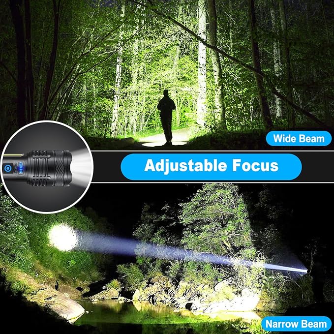 KINGCAESAR 3 Pack Rechargeable Flashlights 90,000 High Lumen, Ultra Bright LED Flash Light for Home, High Powered Flashlights with 7 Light Modes, IPX7 Waterproof for Camping