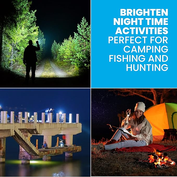 TacLight 3 Pk Tactical Flashlights High Lumens 40x Brighter than Regular Flash Light, SoS Strobe, Zoomable, Aircraft Grade Heavy Duty, Waterproof, Battery Powered, for Emergencies Power Outage Camping