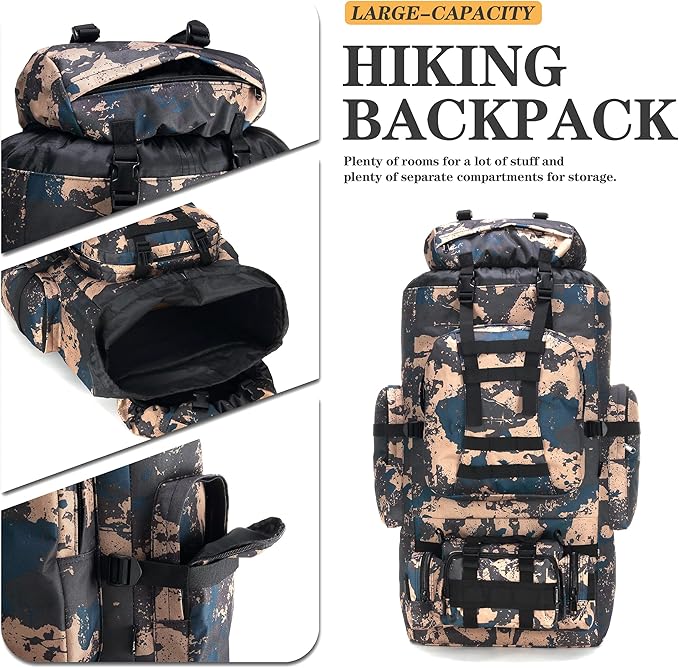 100L Camping Hiking Backpack,Molle military Tactical rucksack backpack,Waterproof Lightweight Hiking Backpack
