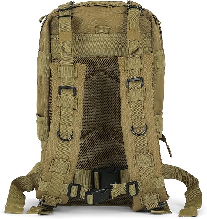 30L Tan Tactical Backpack - MOLLE Military Bug Out Bag, Small Survival Rucksack & EDC Daypack for Hunting, Hiking, Camping, Travel - Outdoor Gear for Men & Women