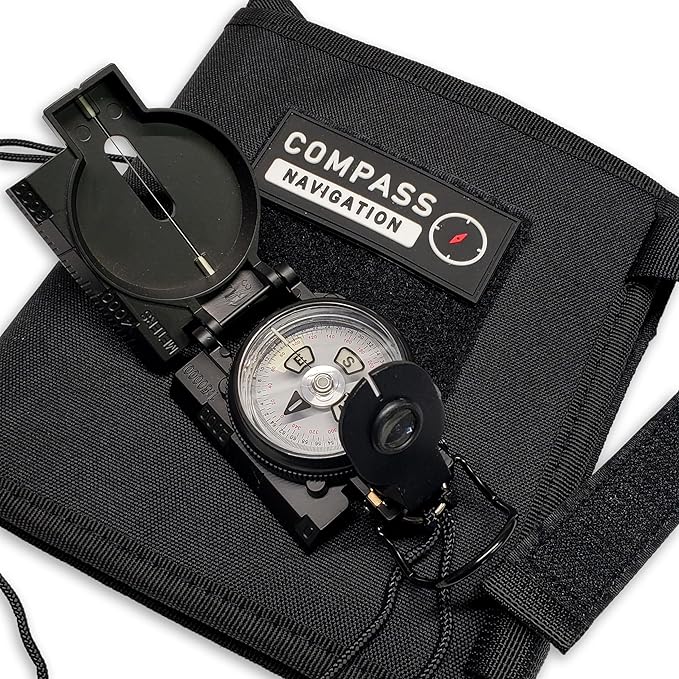 Compass Navigation Kit - Advanced Package - Includes Lensatic Military Style Compass, Multifunction Case, Ranger Beads, Protractor, and Markers - Everthing Needed to Get Started