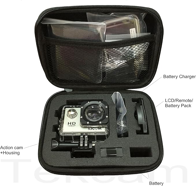 Small Carrying Case Compatible with Gopro Hero 13 12 11 9 8/AKASO EK7000 Brave 4 Brave 7/DJI Osmo Action 5 Pro/ODDV/APEXCAM/Pro Xtreme Action Camera, EVA Storage Bag