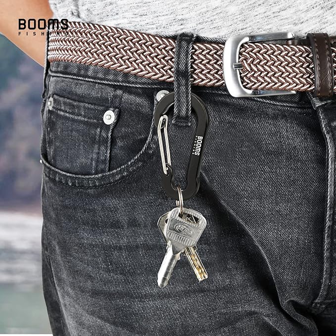 Booms Fishing CC5 Multi-Use Carabiner Clips, 10 Pack 2.7" Small Caribeener Clips, Mini Keychain Aluminum Caribeaner Clip