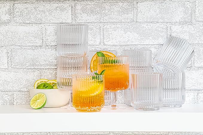 Abode Homewares Mesa 22 oz Durable Acrylic Jumbo Drinking Glasses, Shatter-Resistant and Dishwasher-Safe Indoor/Outdoor Drinkware, Ideal for Water, Iced Tea, Juice, and Cocktails - Clear - Set of 6