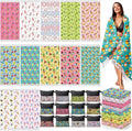 Peryiter 24 Pack Microfiber Oversize Turkish Beach Towel Set 12 Large Absorbent Beach Towels with 12 Storage Bag 28 x 55 Quick Dry Lightweight Bath Towel Blanket for Hawaii Camp Swim Pool(Ice Cream)