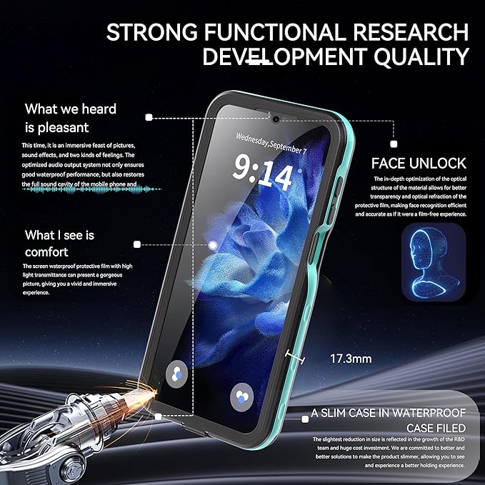Hllhunkhe for Samsung Galaxy A16 5G Case Waterproof, [IP68 Waterproof Dustproof] [Built-in Screen Protector] Rugged Full Body Underwater Shockproof Protective Cover for Galaxy A16 5G Phone Case, Blue