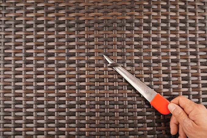 Repair Kit（Wicker + Weaving Tool） for Coffee Wicker Table and Chair, Gradient Brown Rattan for Outdoor Patio Furniture, All-Weather Wicker for Conversation Set Repair -70m (220 ft)