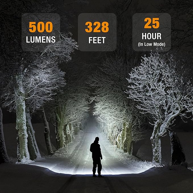 EverBrite Rechargeable Headlamp, 500 Lumen LED Rechargeable Headlight with 4 Light Modes, Magnetic Base and Adjustable Headstrap, Perfect for Camping, Hiking, Caving, Fishing, E101106AE