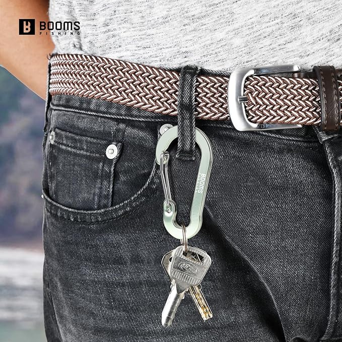 Booms Fishing CC5 Multi-Use Carabiner Clips, 10 Pack 2.7" Small Caribeener Clips, Mini Keychain Aluminum Caribeaner Clip